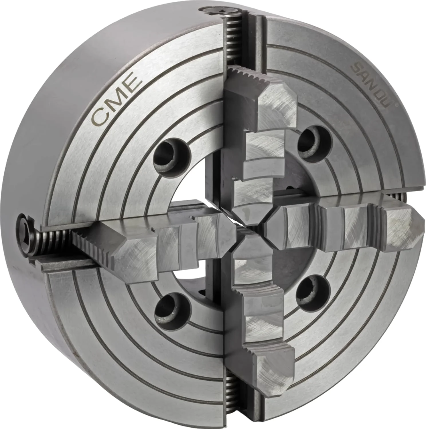 CME 10" 4-Jaw Lathe Chuck, Plain (Flat) Back, Reversible Jaws