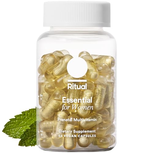 Ritual Prenatal Vitamins: Folate & Choline for Neural Tube Support, Omega-3 DHA for Fetal Brain Development, Iron, Calcium-Helper D3 & K2, Non-GMO