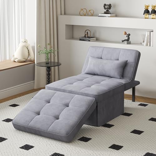 Sofa Bed 4 in 1 Multi-Function Folding Ottoman Breathable CouchBed with Adjustable Backrest Modern Convertible Lounge Chair for Living Room Apartment