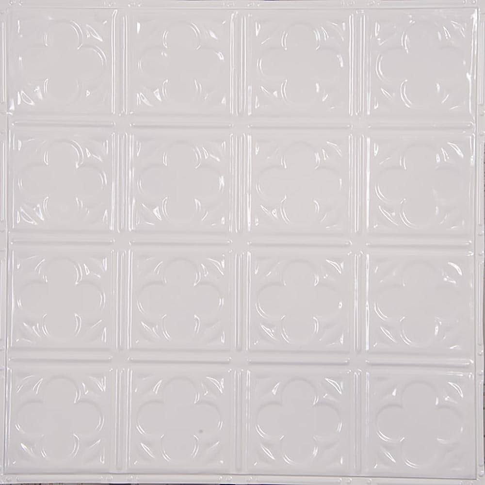 American Tin Ceilings Pattern #35 in Bright White Gloss 2 ft. x 2 ft. Nail Up Tin Ceiling Tile (20 Sq. ft./Case)