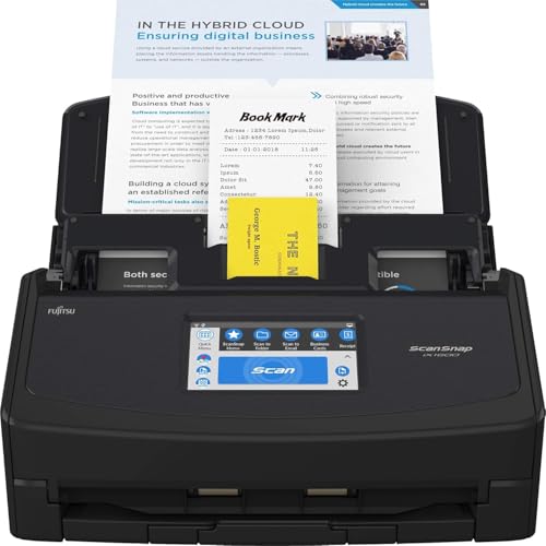 Fujitsu ScanSnap iX1600 Wireless Document, Photo & Receipt Scanner, Large Touchscreen, Cloud Enabled, Auto Color/Grayscale/Monochrome Detection