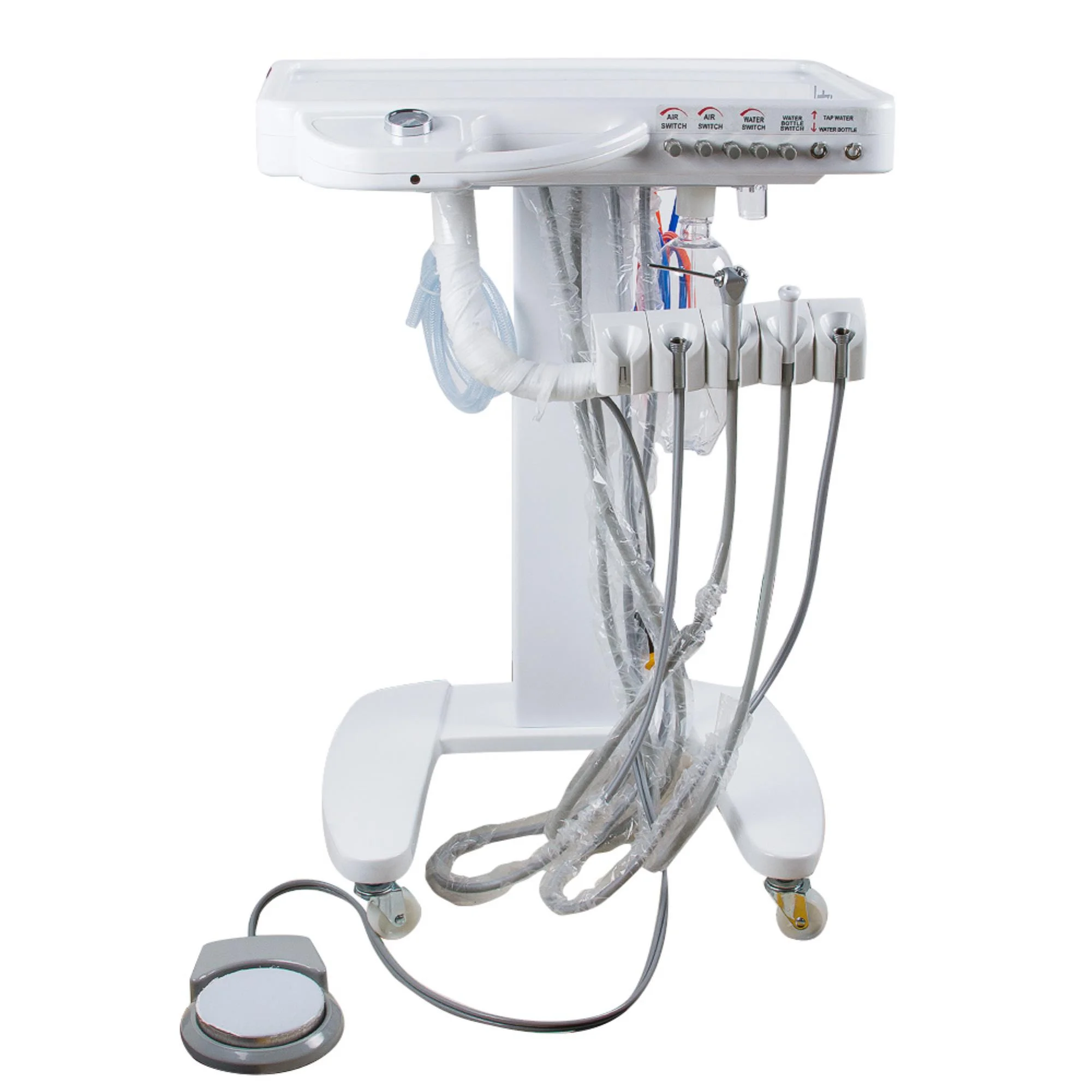 4-Hole Dental Delivery Mobile Cart Unit – No Compressor, Portable & Compact, Easy to Maneuver, Ideal for Small Dental Clinics and Mobile Dentists