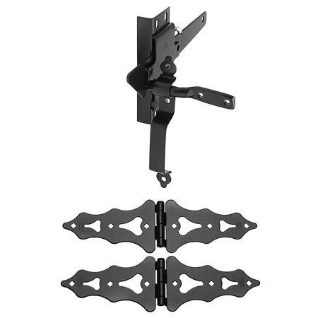 National Hardware N109-015 Heavy Duty Decorative Post Mount Latch Gate Kit Black