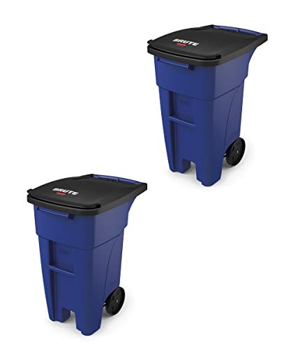 Rubbermaid Commercial Products BRUTE Rollout Heavy-Duty Wheeled Trash/Garbage Can, 50-Gallon, Gray
