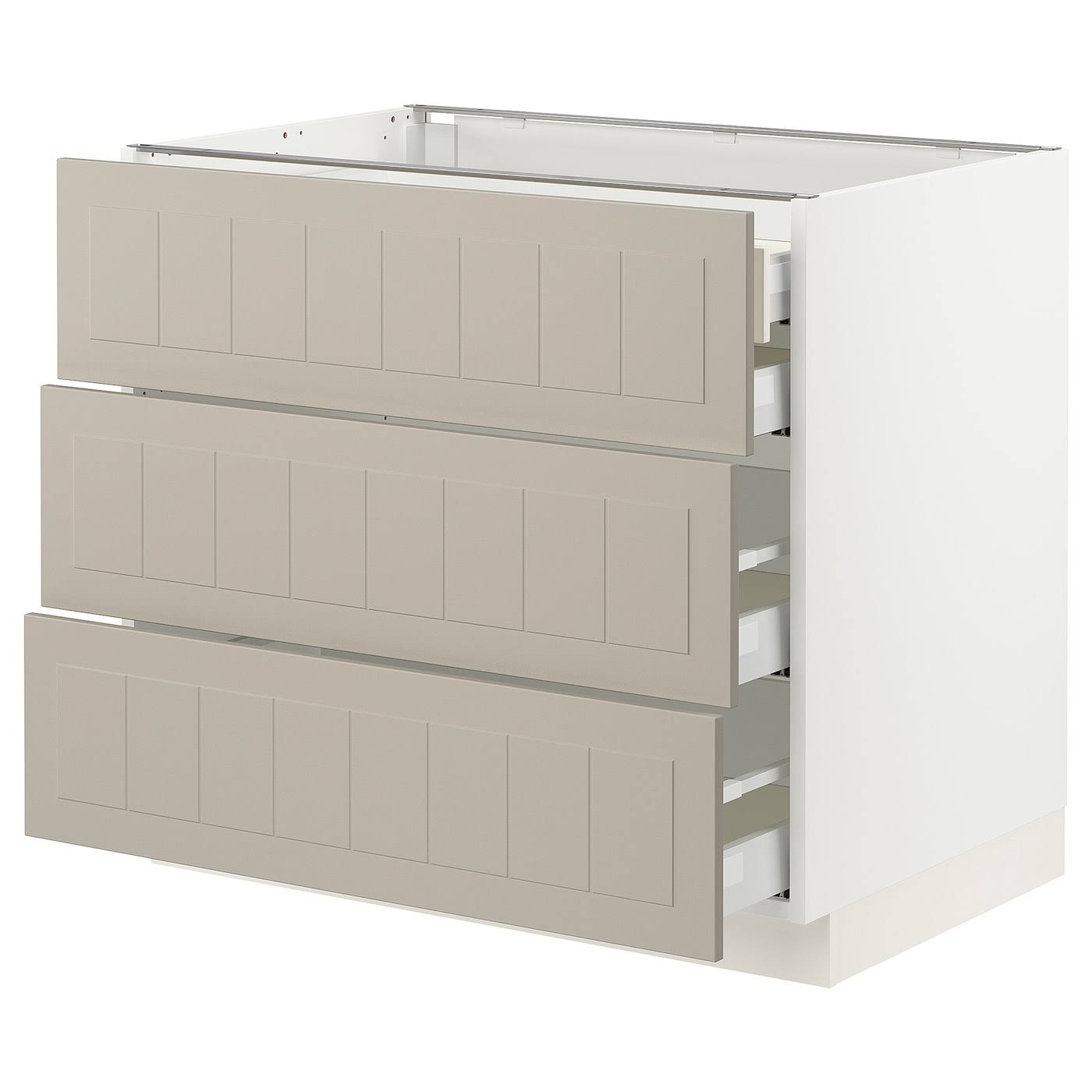 IKEA - SEKTION / MAXIMERA Base Cabinet W 3 fronts/4 Drawers, white/Stensund Beige, 36x24x30 69407342