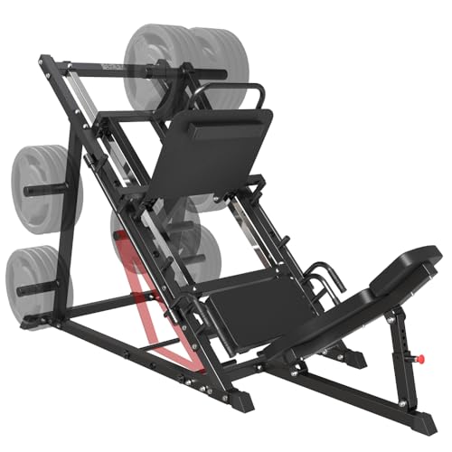 SPART Leg Press Machine with Calf Block, Professional Adjustable Leg Machine with Resistance Band Pegs and Plate Storages