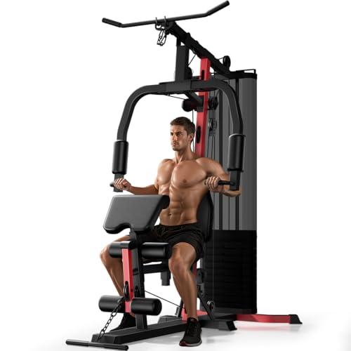 Home Gym, Workout Station with 160LBS Weight Stack, Exercise Equipment with Pulley System for Full Body Training