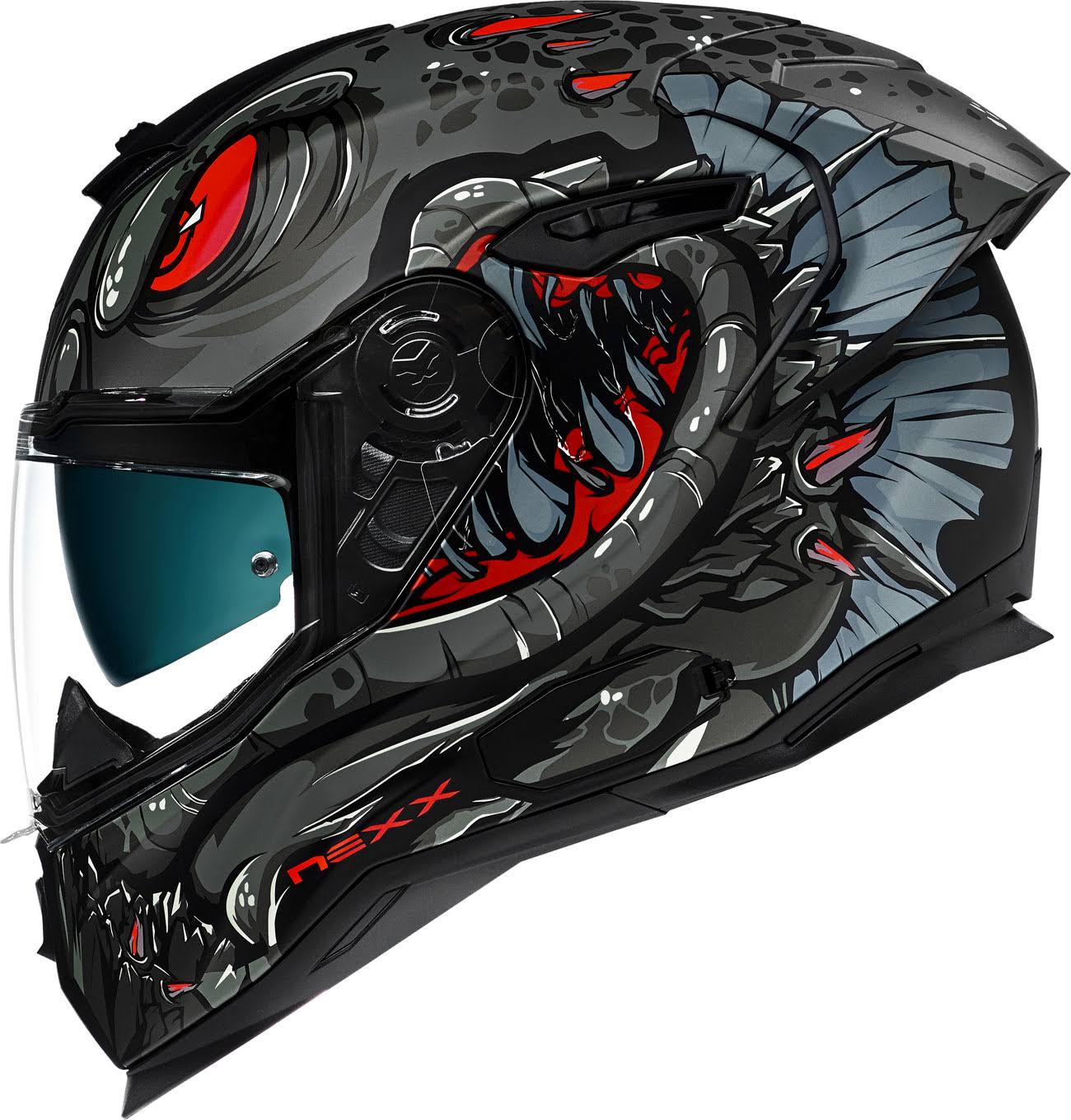 Nexx SX.100R Abisal, integral helmet - Matt Black/Grey/Red - L