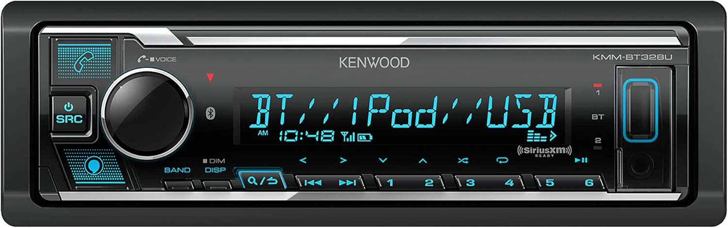 KENWOOD KMM-BT328U Bluetooth Car Stereo with USB Port, AM/FM Radio, MP3 Player, Multi Color LCD, Detachable Face, Built in Amazon Alexa