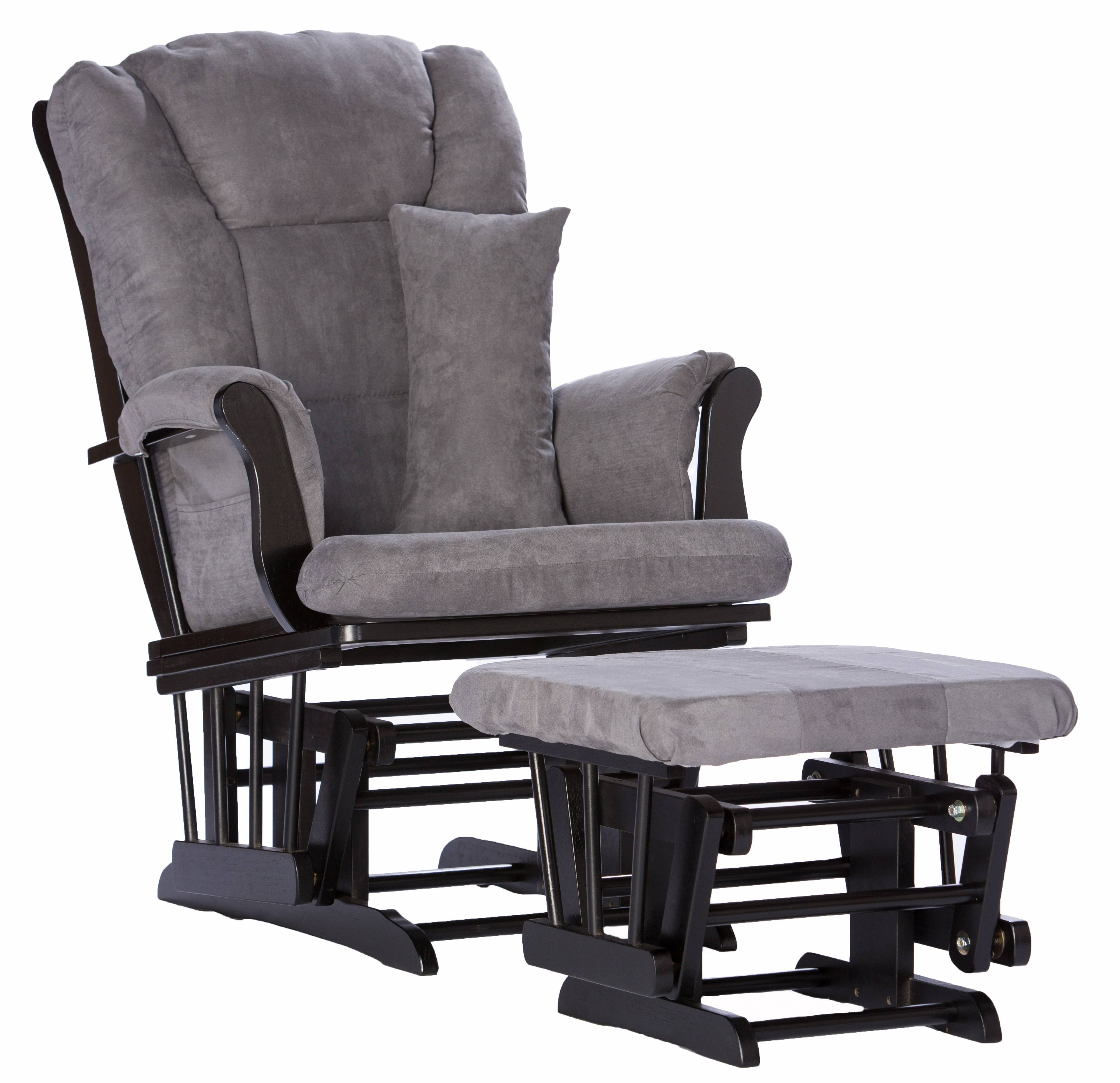 Storkcraft Tuscany Black Glider and Ottoman - Gray