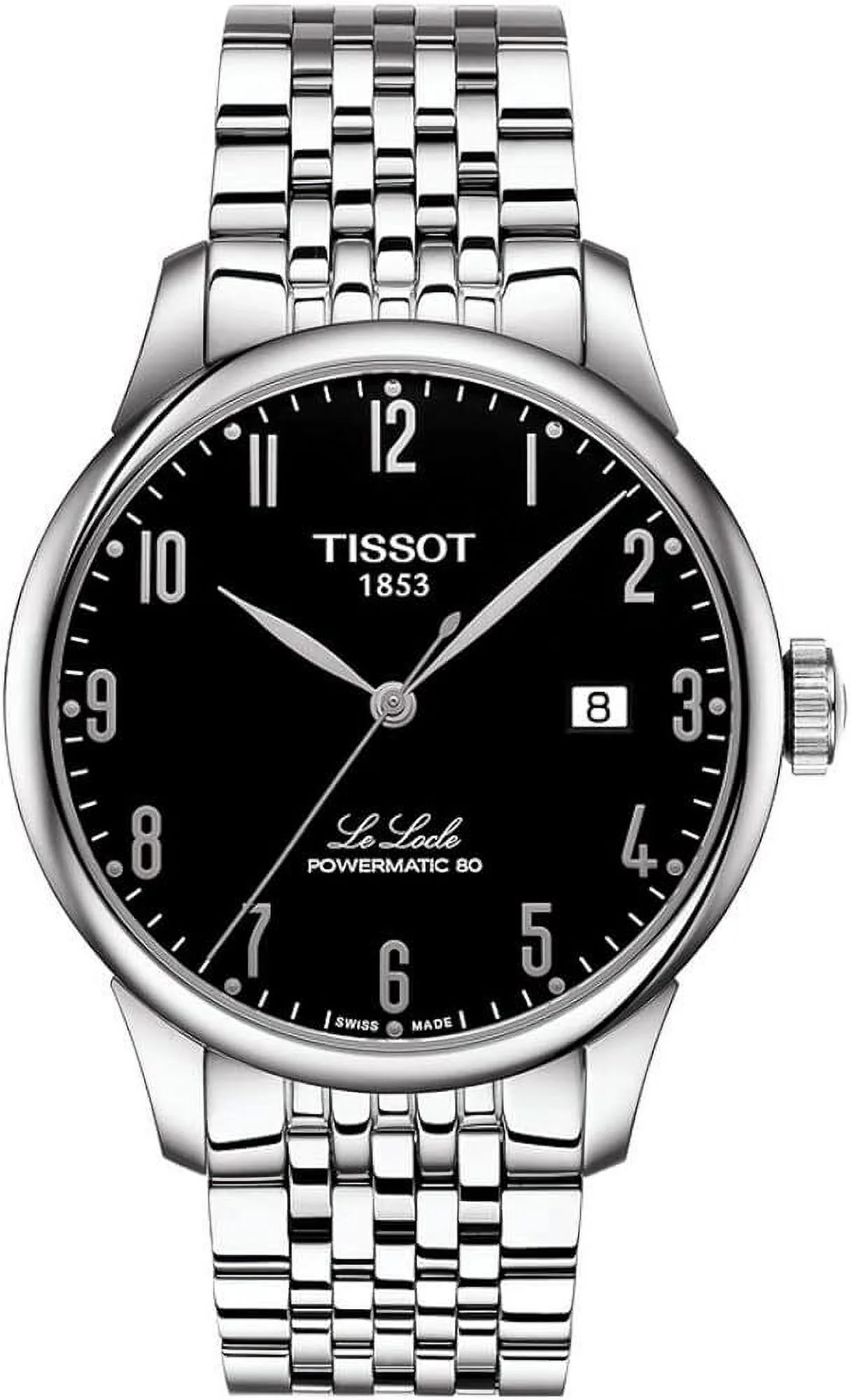 Tissot mens Tissot Le Locle Powermatic 80 316L stainless steel case Automatic Watch, Grey, Stainless steel, 19 (T0064071105200) - Radiant Selections