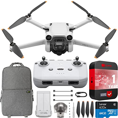 DJI Mini 3 Pro Camera Drone Quadcopter + RC-N1 Controller (No Screen), 4K/60fps Video, 48MP Photo, 34min Flight Time