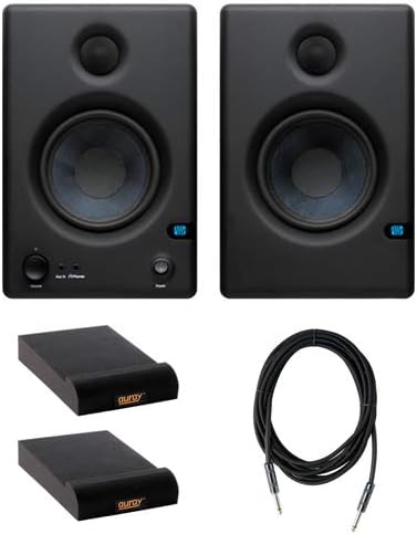 PreSonus Eris E4.5 Hi-Definition 2-Way 4.5" Nearfield Monitors (Pair) with (2) Isolation Pad for Studio Monitor & 10-Feet Instrument Cable