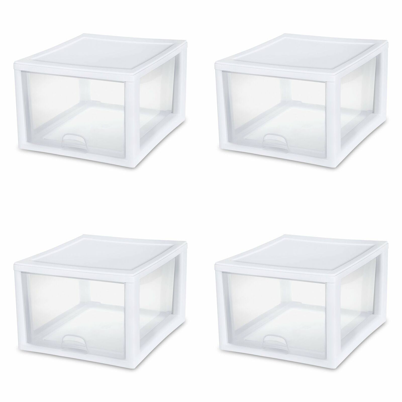 Sterilite, 27 Qt./26 L Stacking Drawer, White, Case of 4