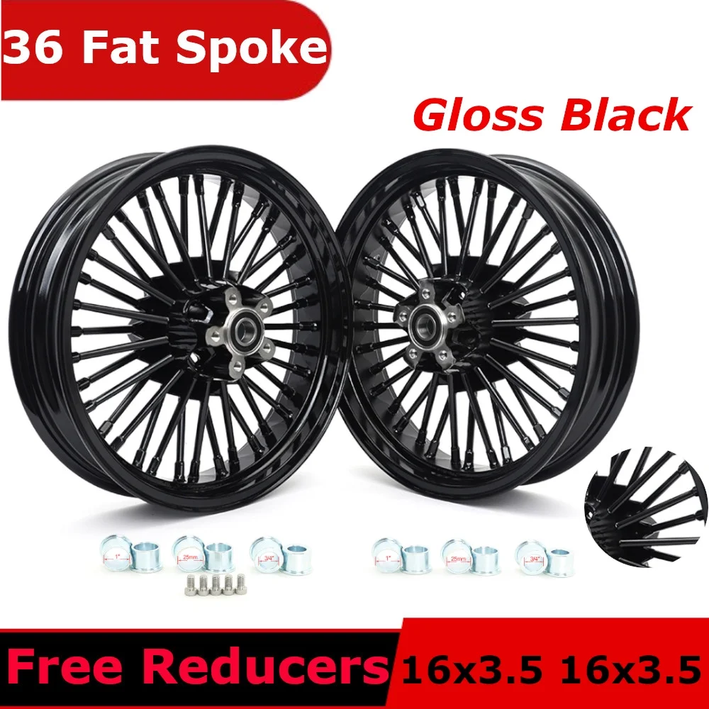 16x3.5 Fat Spoke Wheels Rims Set for Harley Softail Heritage Fatboy Deluxe Deuce FLSTC FLSTF FLSTN