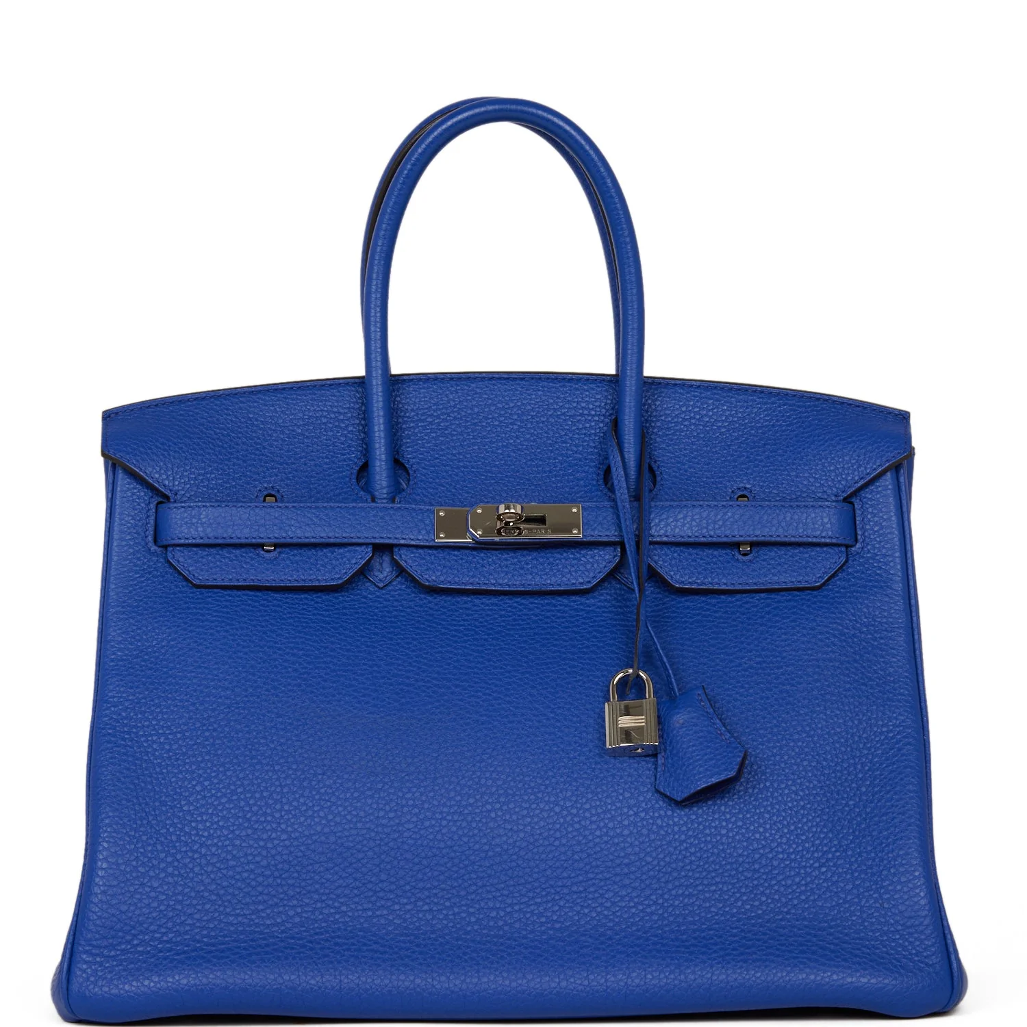 Pre-owned Hermes Birkin 35 Bleu Electric Togo Palladium Hardware