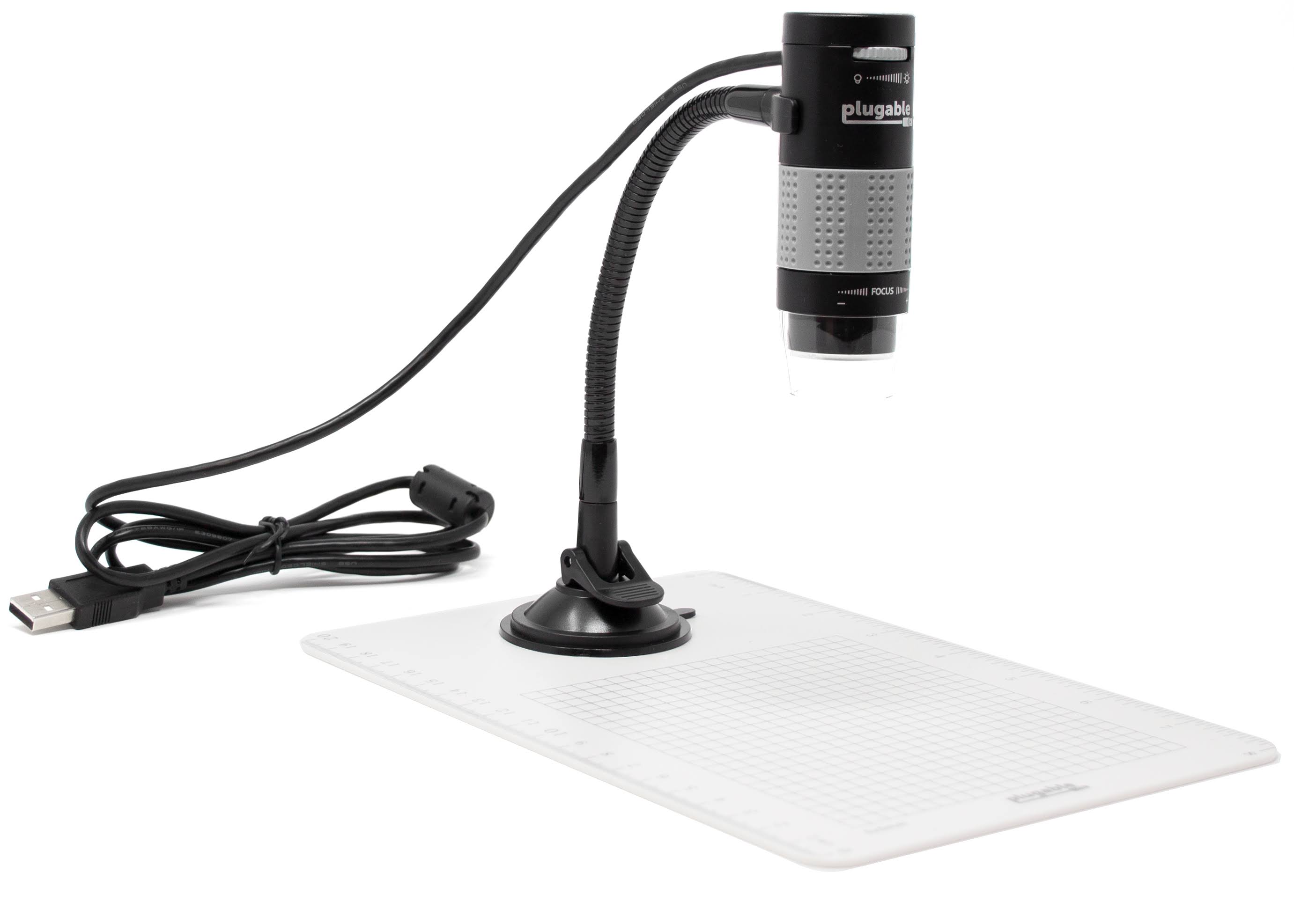 Plugable USB Digital Microscope 250X Magnification Flexible Stand, Black