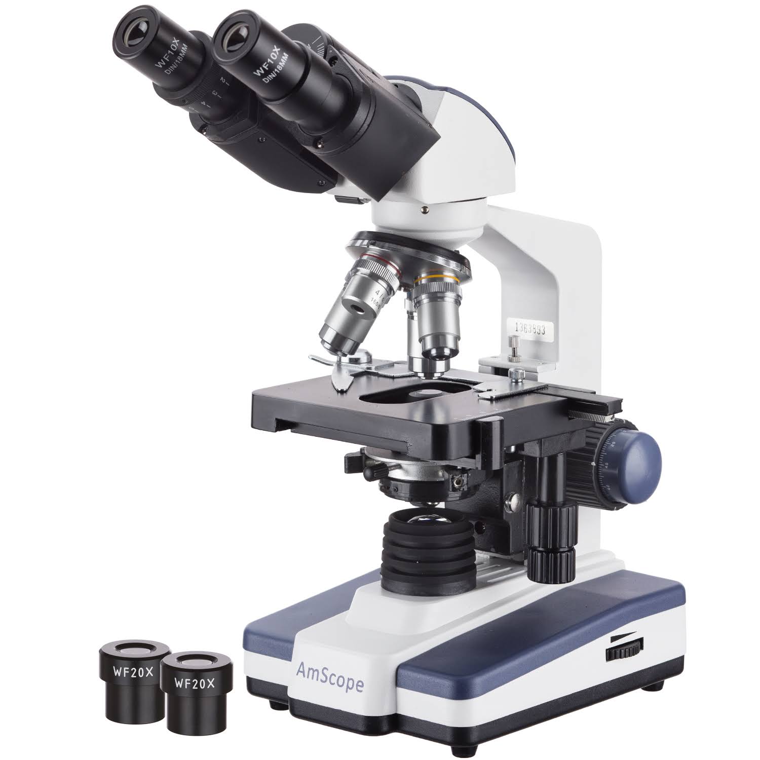 Amscope 40X-2000X LED Lab Binocular Compound Microscope W 3D Two-Layer Mechanical Stage
