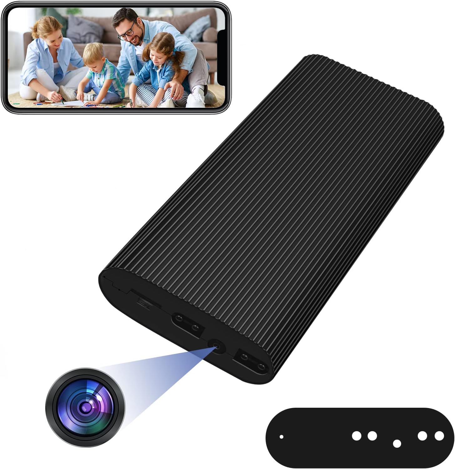 Power Bank Camera HD 1080P 6000mAh WiFi Camera Power Bank Mini Nanny Cam Remotely Live View Real-time for Security/Outdoor/Office No Audio