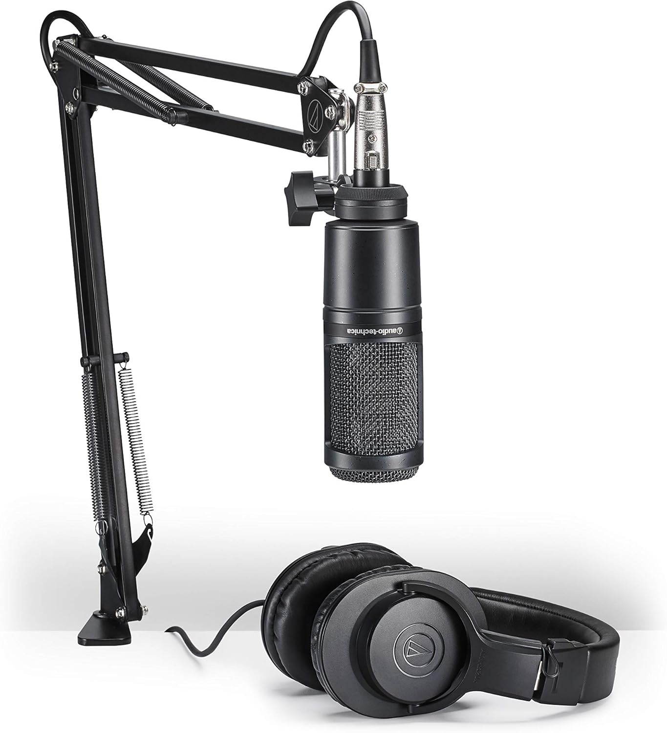 Audio-Technica AT2020PK Vocal Microphone Pack for Streaming/Podcasting, Includes XLR Cardioid Condenser Mic, Adjustable Boom Arm