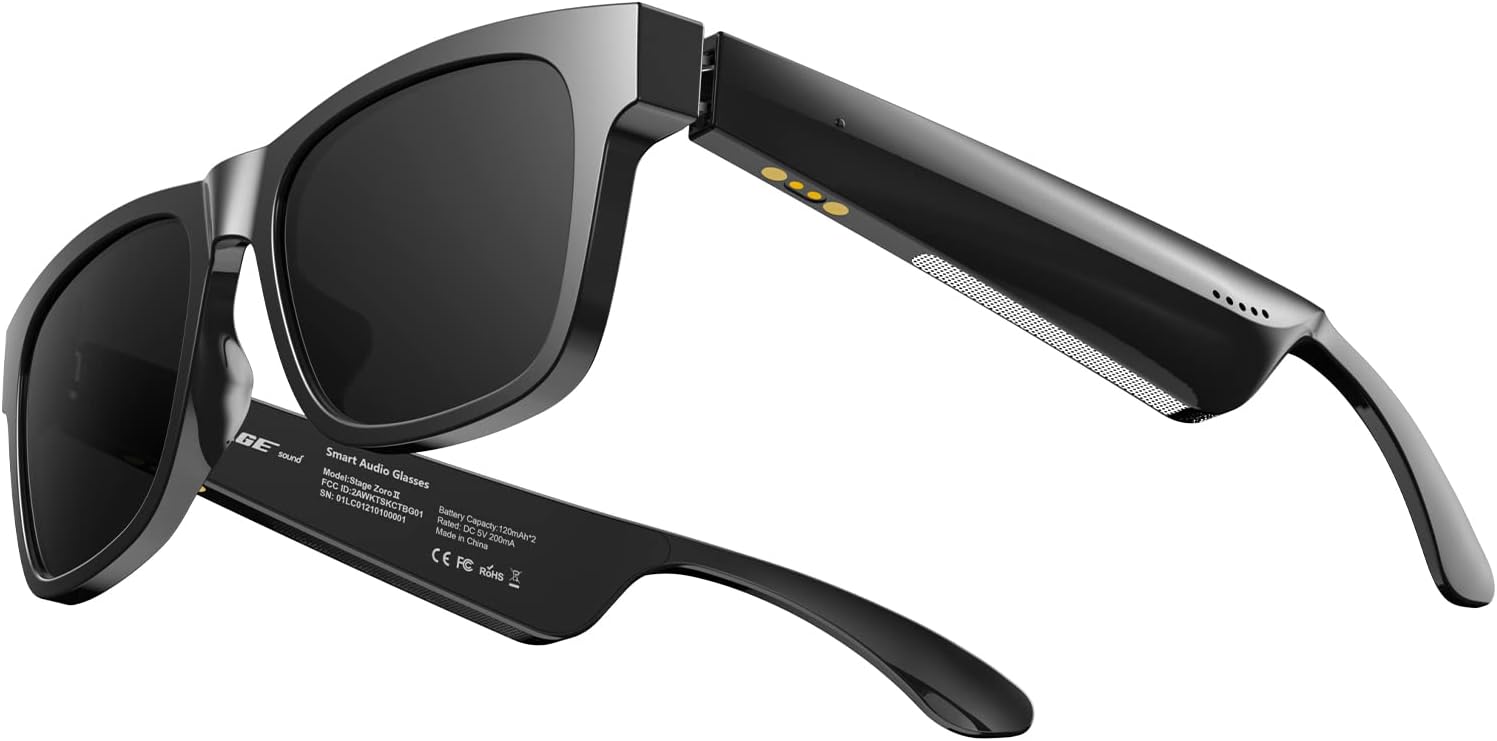 Bluetooth Glasses, with Open Ear Headphones, Smart Sunglasses Anti Blue Ray, Voice Assistant, IP4 Waterproof Audio Glasses