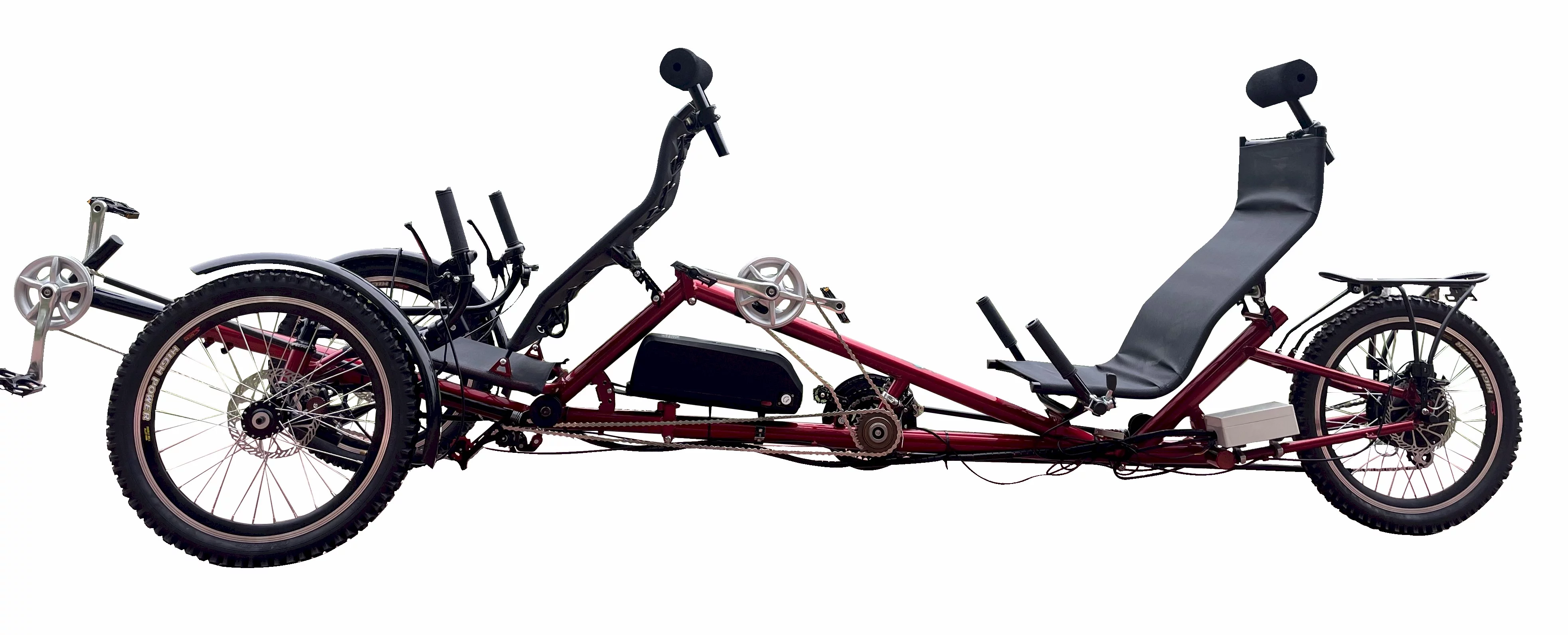 Tandem Electric Recumbent Tadpole Trike | 3 Wheels Layback Bike | Motorized Battery Tricycle - Curated Treasures Market