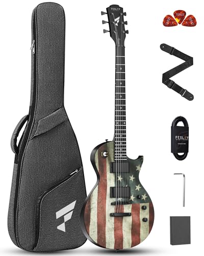 Fesley 39" LP Electric Guitar Kit: Full Size Solid Body Electric Guitars for Beginners with Humbucker Pickups,Poplar Body,Mahogany Neck,22 Frets