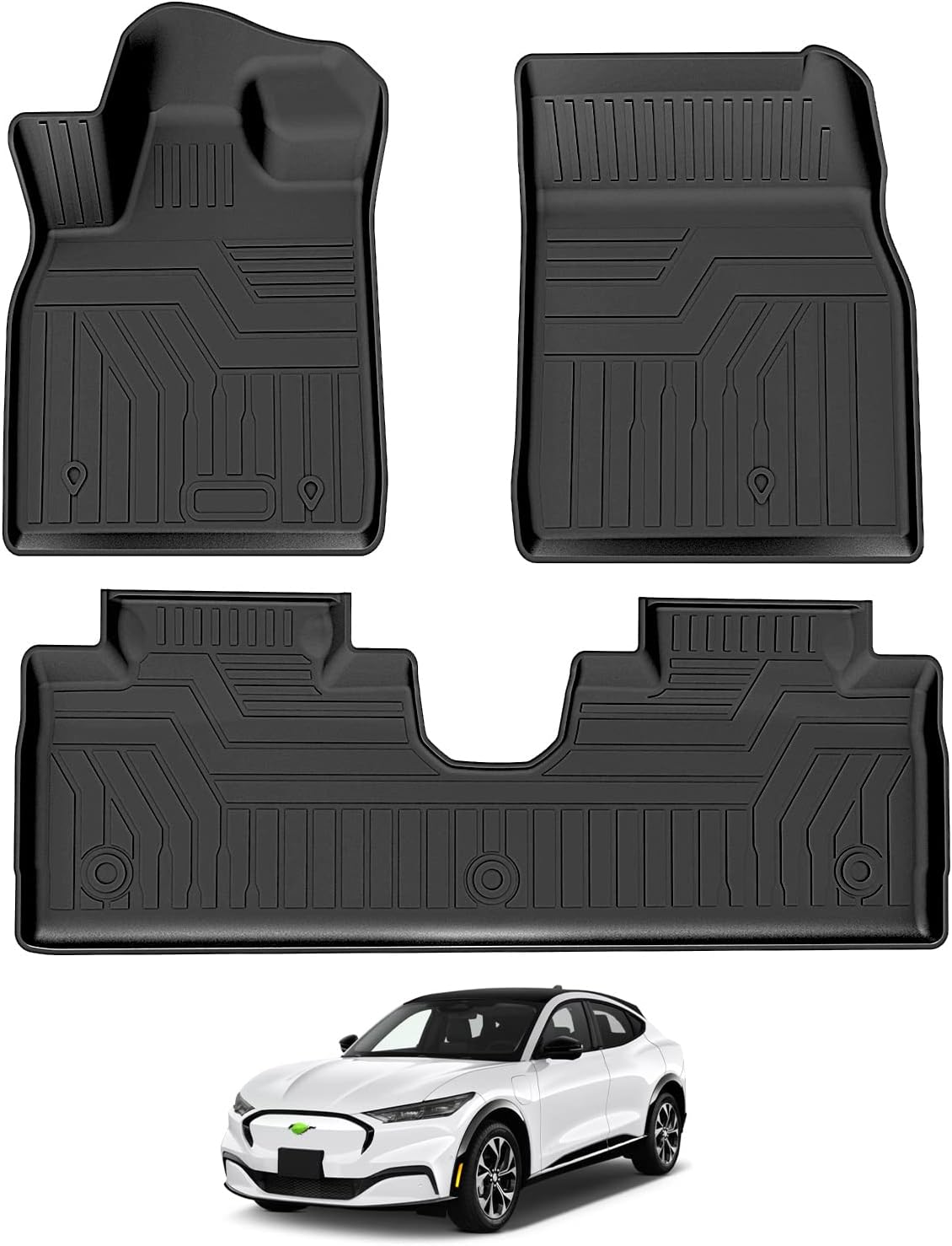 T TGBROS Custom Fit for Car Floor Mats Ford Mustang Mach E 2021 2022 Mach-E (NOT for Ford Mustang) All-Weather Floor Mat Liners Front & Rear Row Full