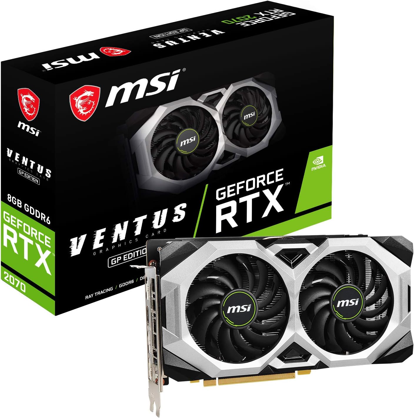 MSI Gaming GeForce RTX 2070 8GB GDRR6 256-Bit HDMI/DP DirectX 12 VR Ready Ray Tracing Turing Architecture HDCP Graphics Card (RTX 2070 VENTUS GP)