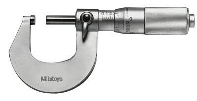 Mitutoyo Series 101 Mechanical Micrometers, 2 in-3 in, .0001 in, Ratchet Stop 101-119