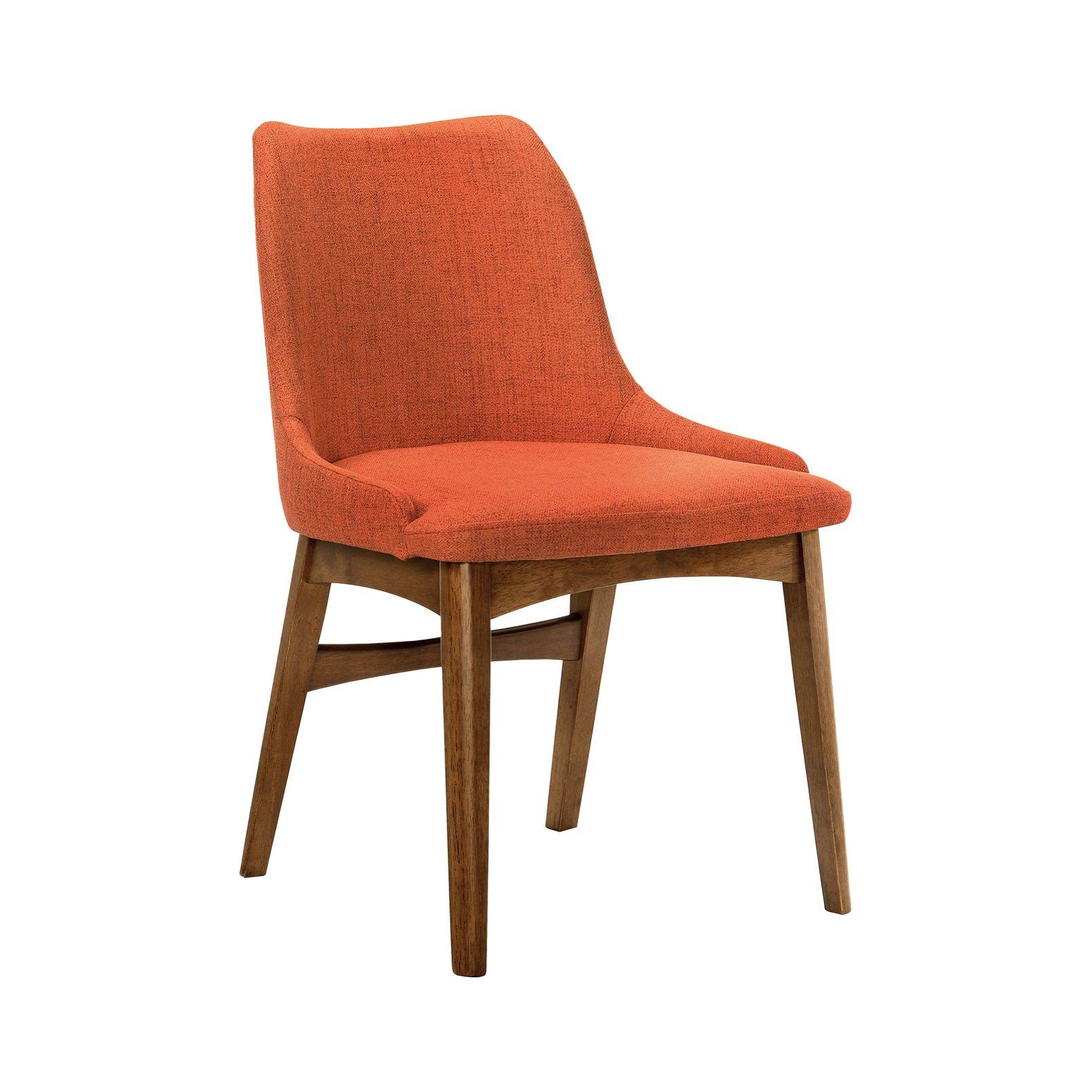 Azalea Orange Fabric and Walnut Wood Dining Side Chairs - Set of 2 - Armen Living LCAZSIWAOR