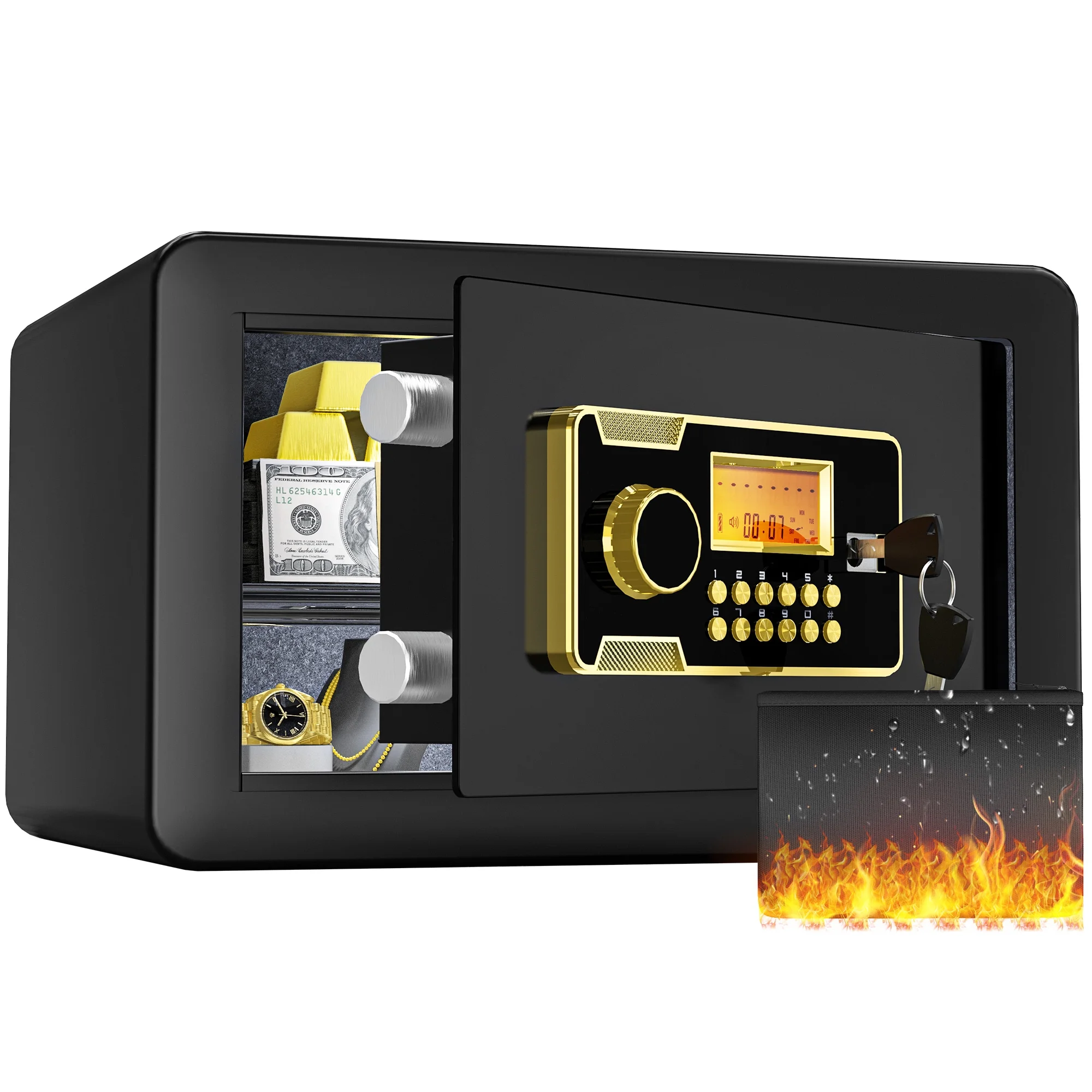 Dextrus Security Safe Box,1.5 CU.FT Safety Cabinet Money Safe with Digital Keypad for Documents and Valuables in Homes, Offices, and Hotels