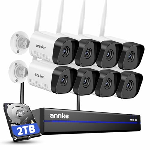 ANNKE Wireless Camera System, 16CH Expandable 4K Security NVR, 4Pcs 3MP Outdoor Cameras, 2-Way Audio, Dual-Band WiFi, Human Detection