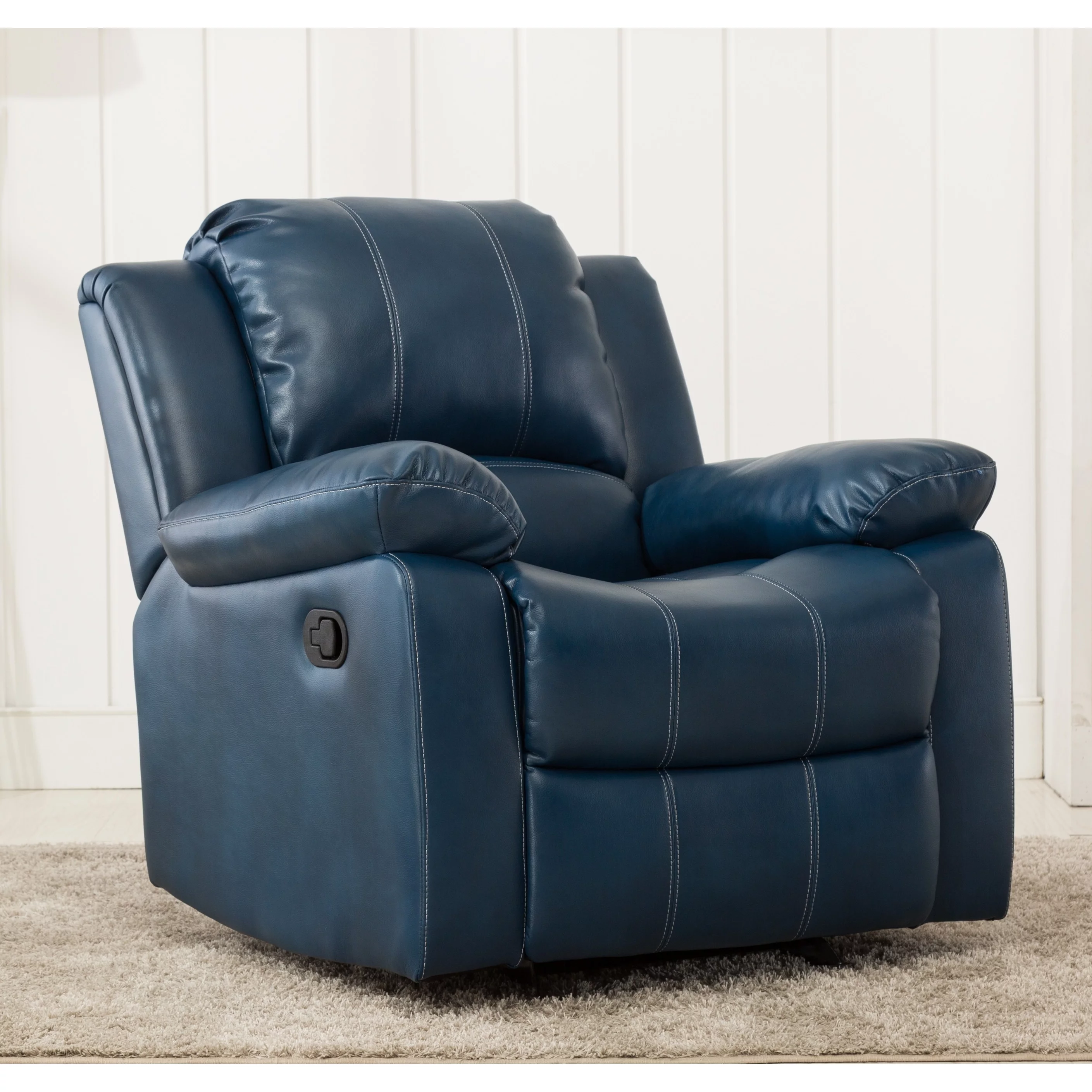 Greyson Living Charleston Leather Gel Glider Rocker Recliner by  Blue Semi-Firm Transitional, Casual