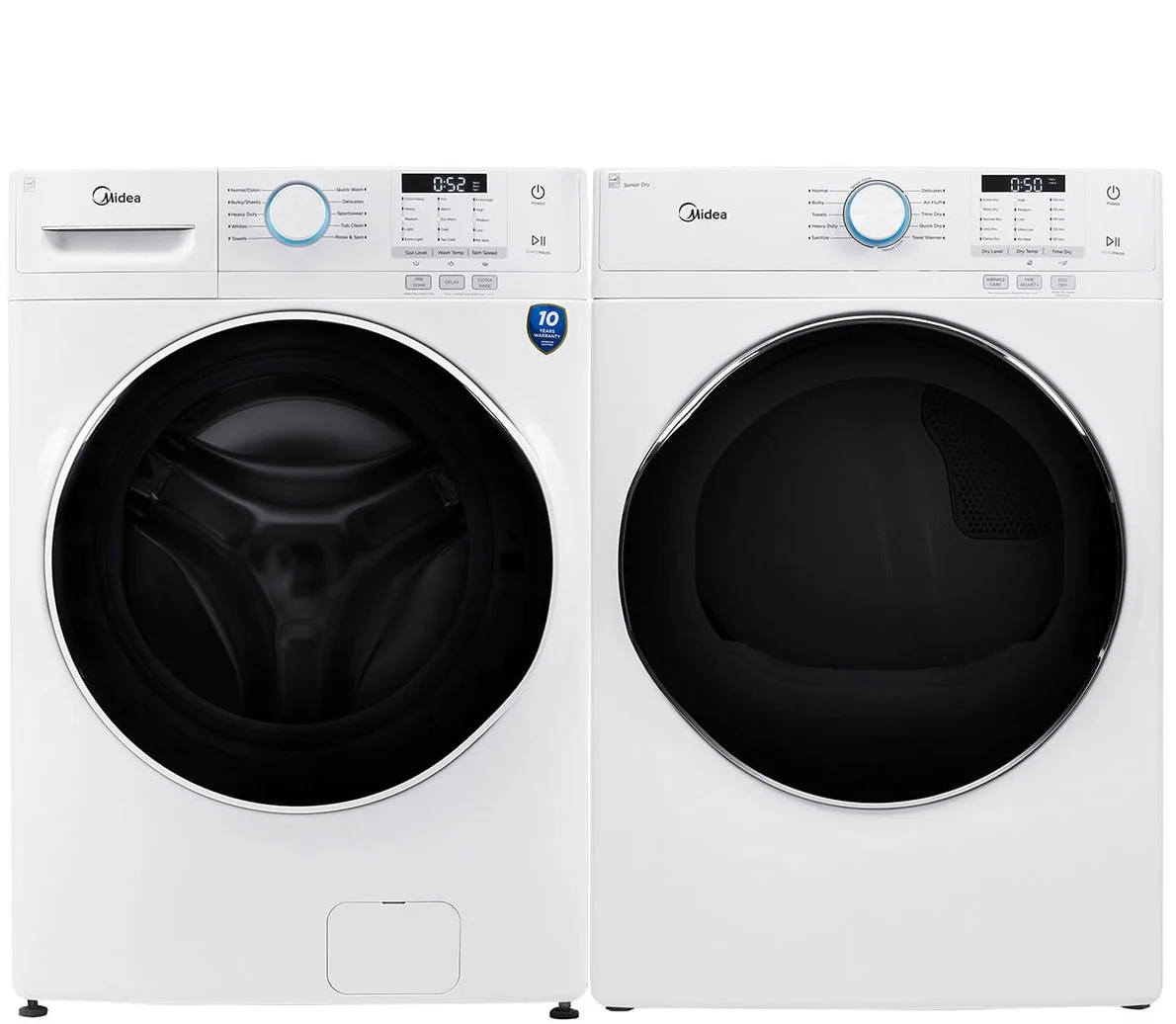 MIDEA LAUNDRY SUITE 5.2 cu ft. Front Washer and 8.0 cu.ft Electric Dryer