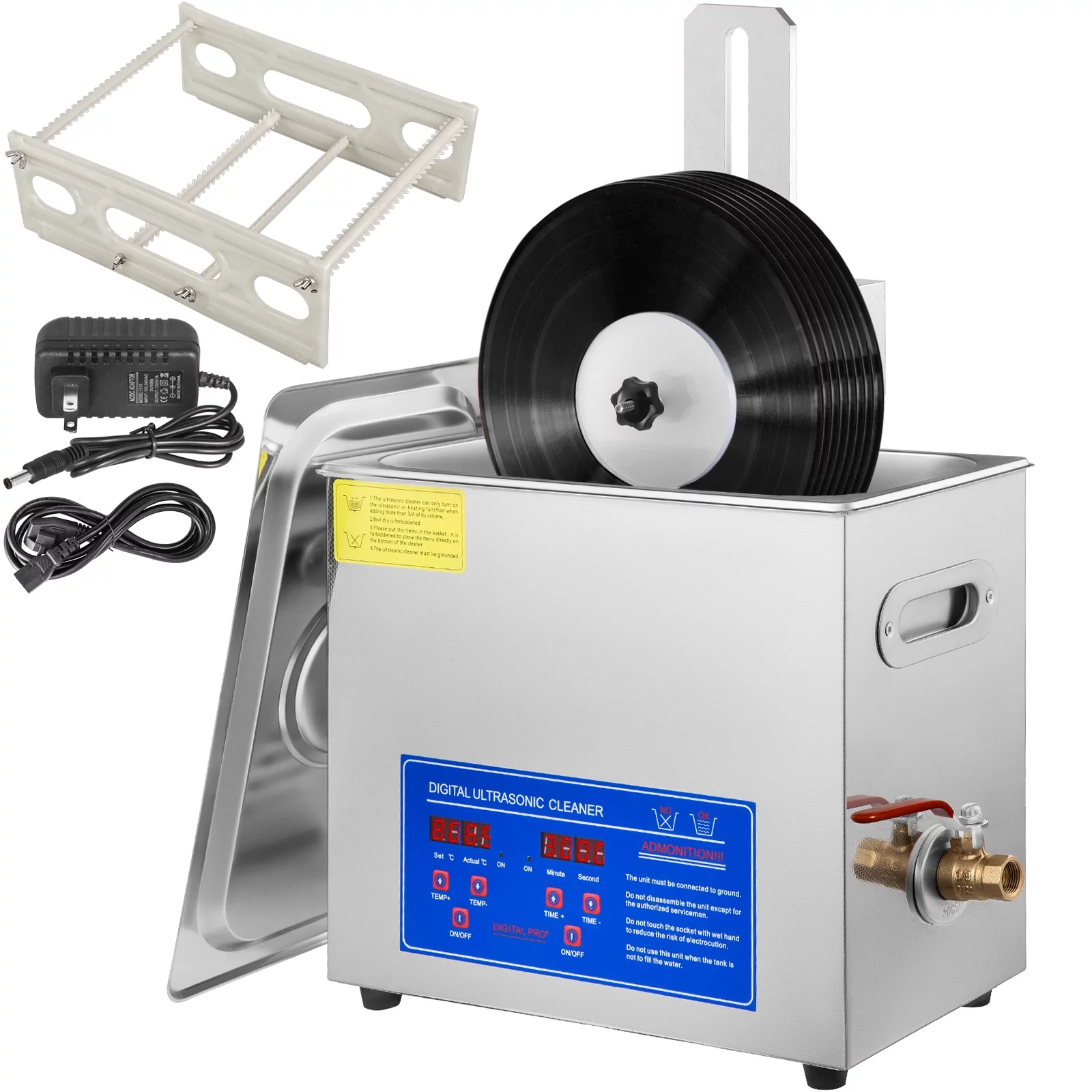 VEVORbrand Ultrasonic Cleaner 6L Stainless Steel Ultrasonic Vinyl Cleaner 200w Ultrasonic Vinyl Cleaner 7-12 inch Record Ultrasonic Vinyl Records