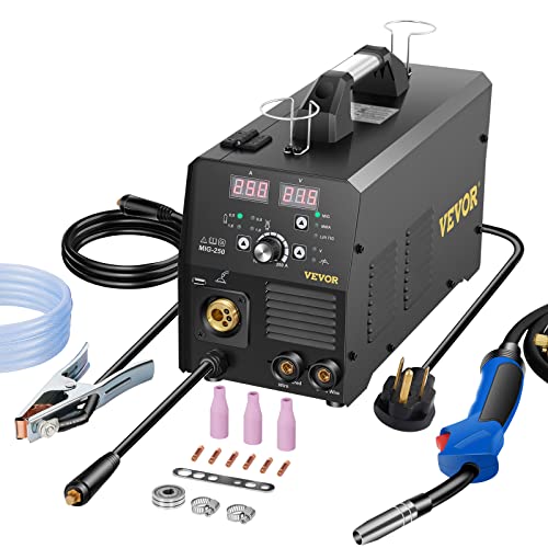 VEVOR 250Amp MIG Welder, Welding Machine 3 in 1, 220V Flux Core/Gas/Solid Wire Welding Machine w/IGBT Inverter & Torch