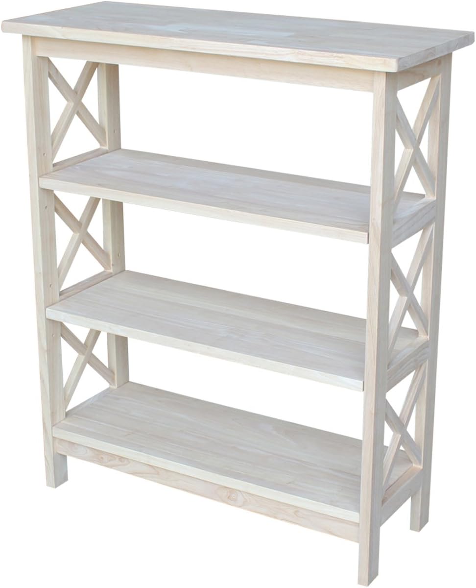 International Concepts 3-Tier X-Sided Bookcase, Unfinished