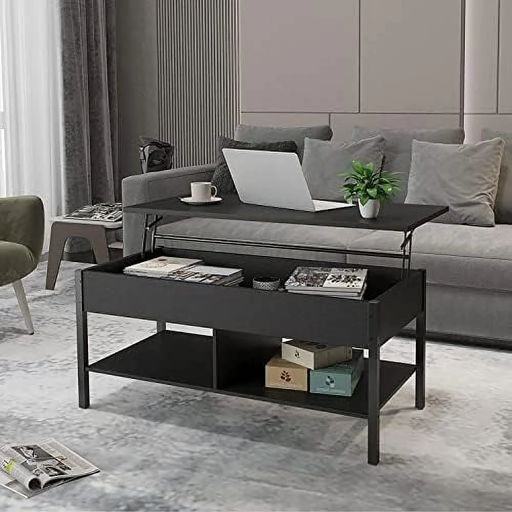 KHBIULIFE Lift Top Coffee Table 3 in 1 Multi- with Hidden Compartment and   Wood Lifting Center Table Convertible Coffee Table to Dining Table for