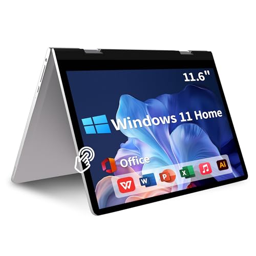 2 in 1 Laptop Computers Windows 11, 11.6 inch Touchscreen Laptop Tablet, 4GB RAM 256 GB SSD
