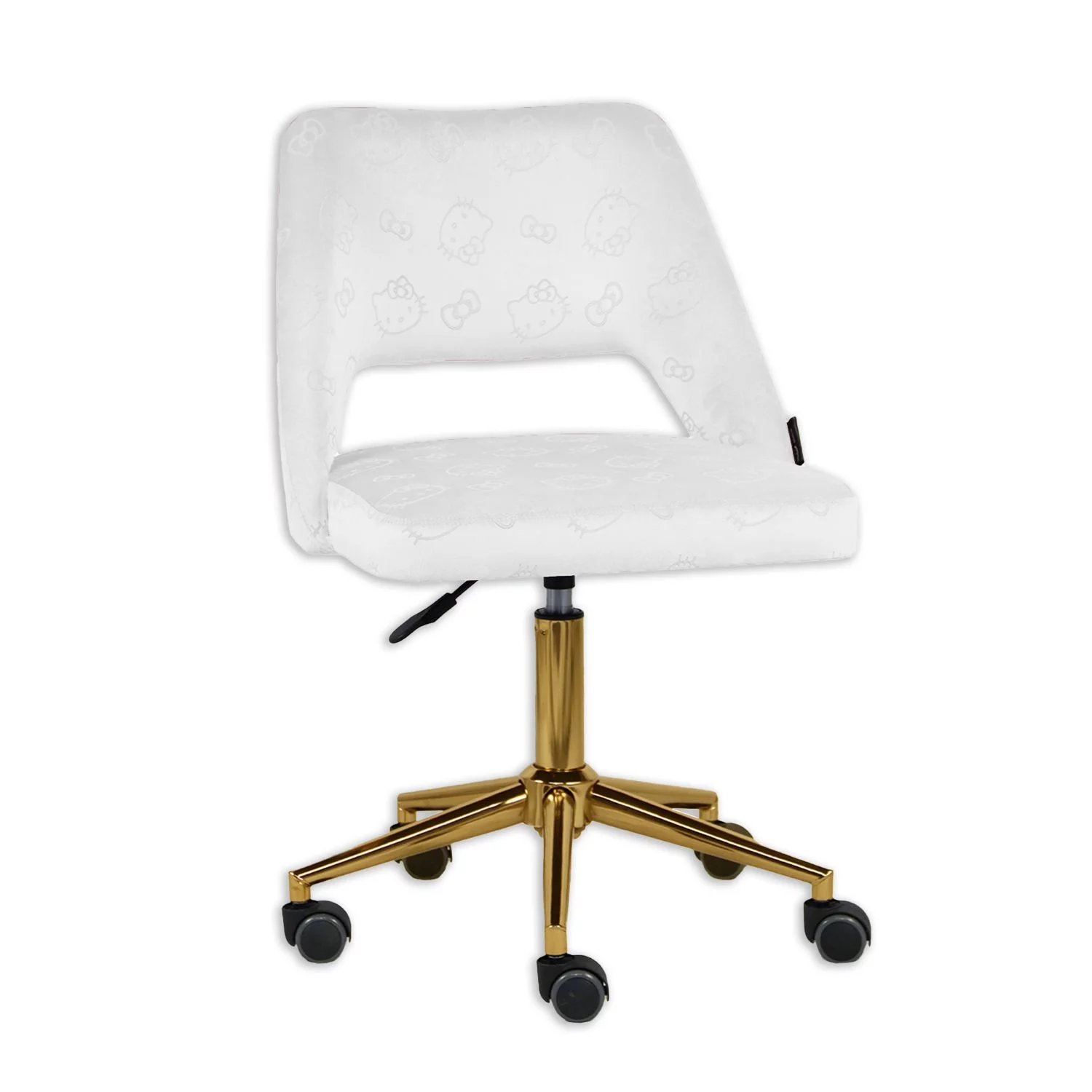 Impressions Vanity Hello Kitty Velvet Swivel Vanity Chair with Back, Ergonomic Backrest Cute Desk Chair with Wheels