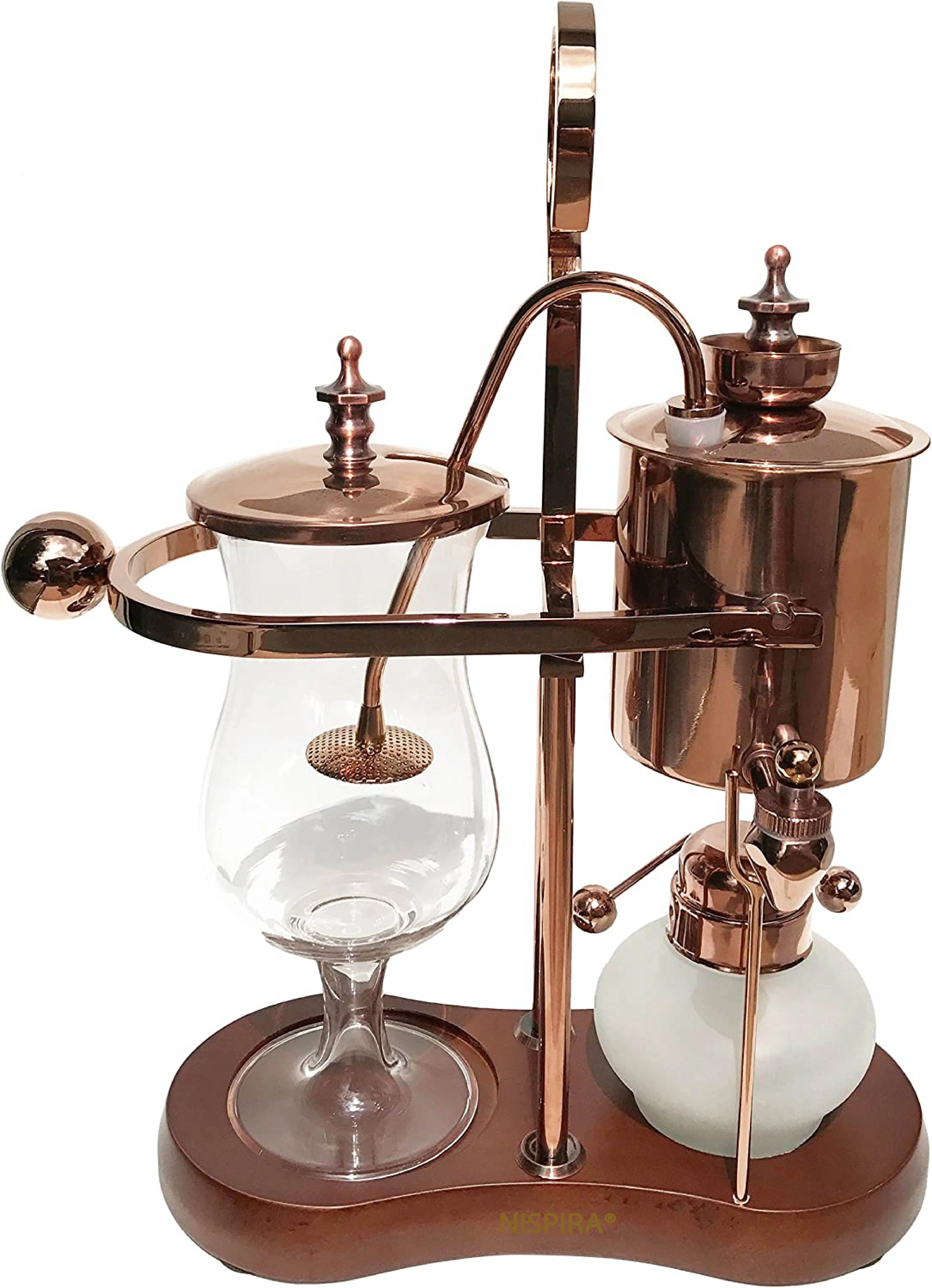 Nispira Belgian Belgium Luxury Royal Family Balance Syphon Siphon Coffee Maker Copper Color, 1 set