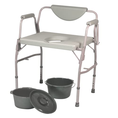 Homecraft Deluxe Bariatric Drop Arm Commode, 1000 Pound Weight Capacity, Adjustable Height Bedside or Over-the-Toilet Commode