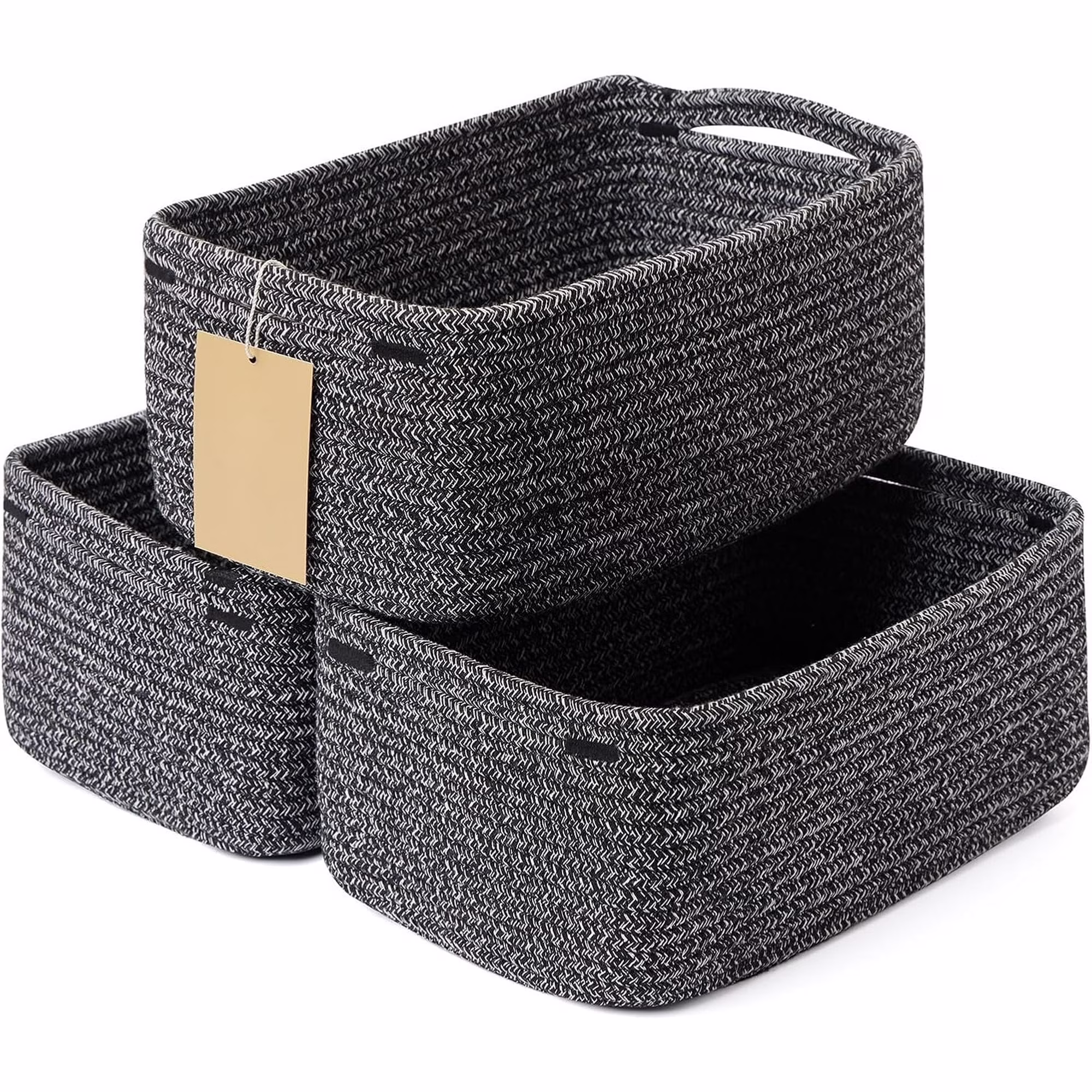 AllWays Plaza Small Storage Baskets for Organizing | Closet Organizer Bins | Shelf Toy Basket | Woven Rope Baskets | Cube Decorative Box | Shallow