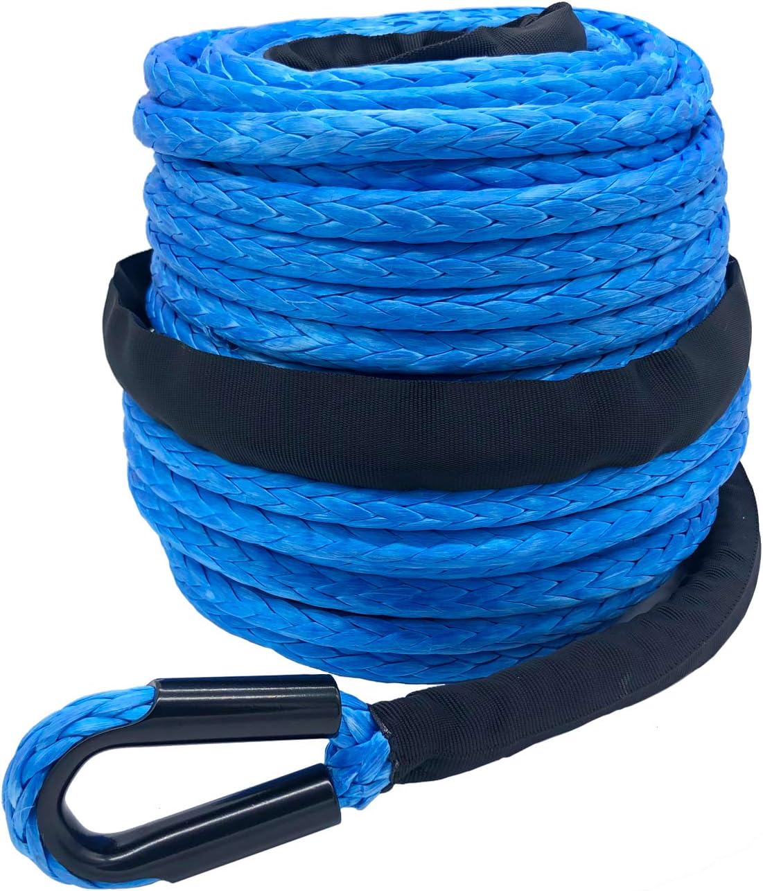Ucreative Synthetic Winch Rope 3/8 x 95' 20500LBs Line Cable with Sheath for Off Road Vehicle SUV (Blue) Pack of 2