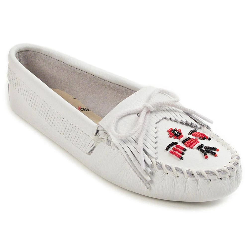 Minnetonka Thunderbird Softsole Moccasin - White