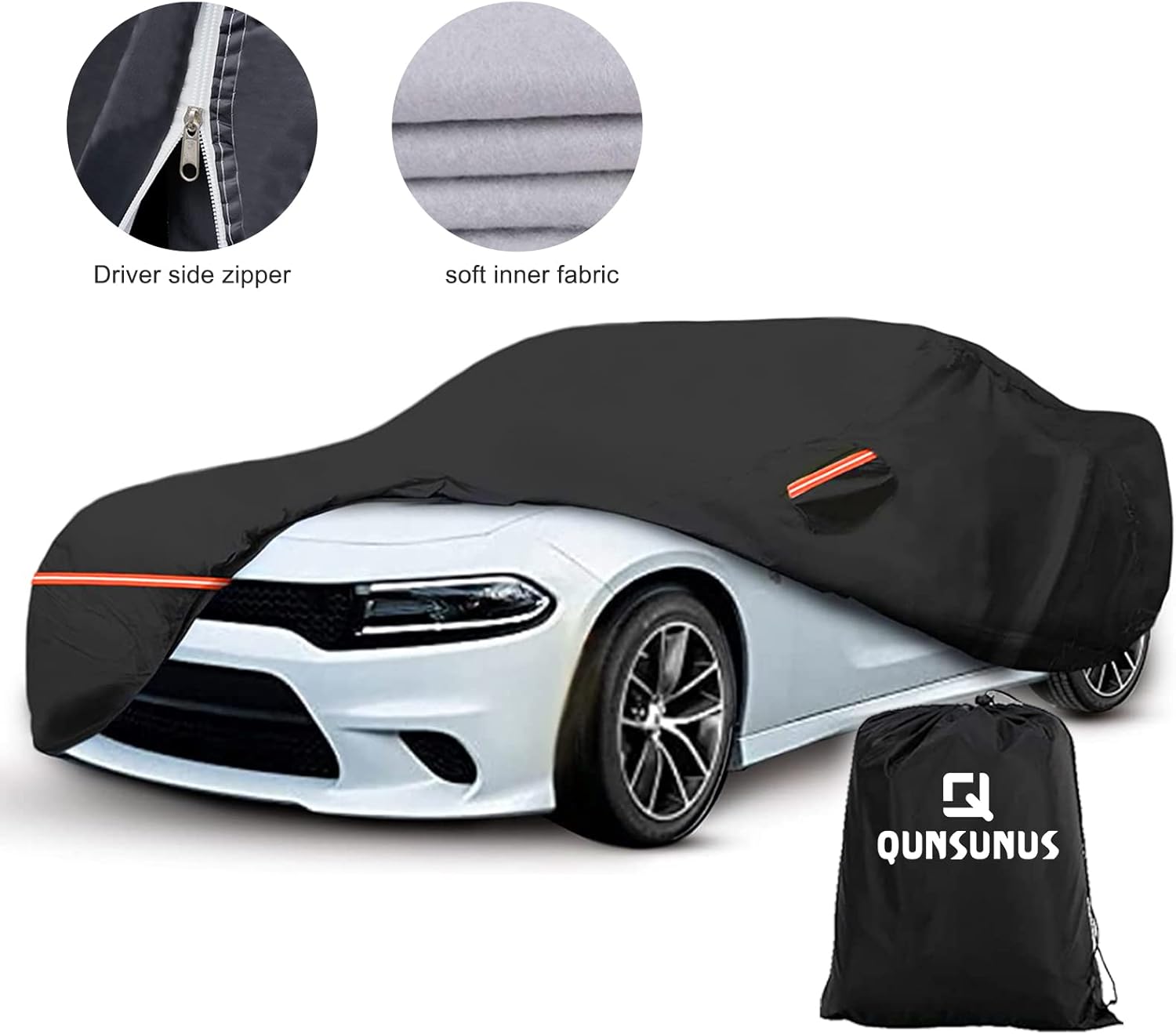 for Dodge Charger Car Cover Waterproof All Weather, 6 Layers Car Cover Waterproof All Weather 210T Windproof Fit for Dodge Charger 2006-2021