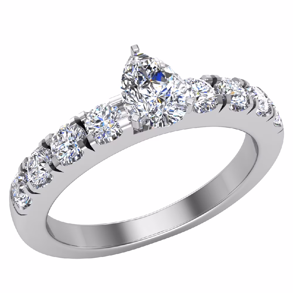 Diamond Engagement Rings For Women GIA Certified Pear Cut Solitaire Diamond Ring 14K White Gold 1.10 Carat (H,I1)