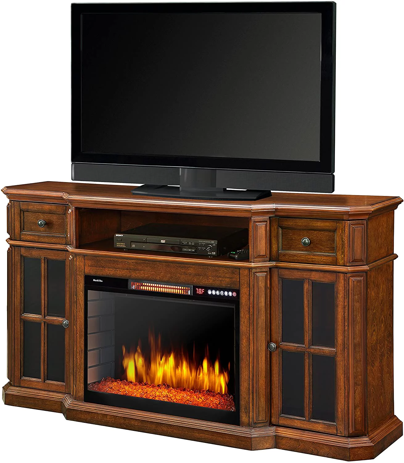 Muskoka Sinclair Electric Fireplace TV Stand in Aged Cherry 259-18-48