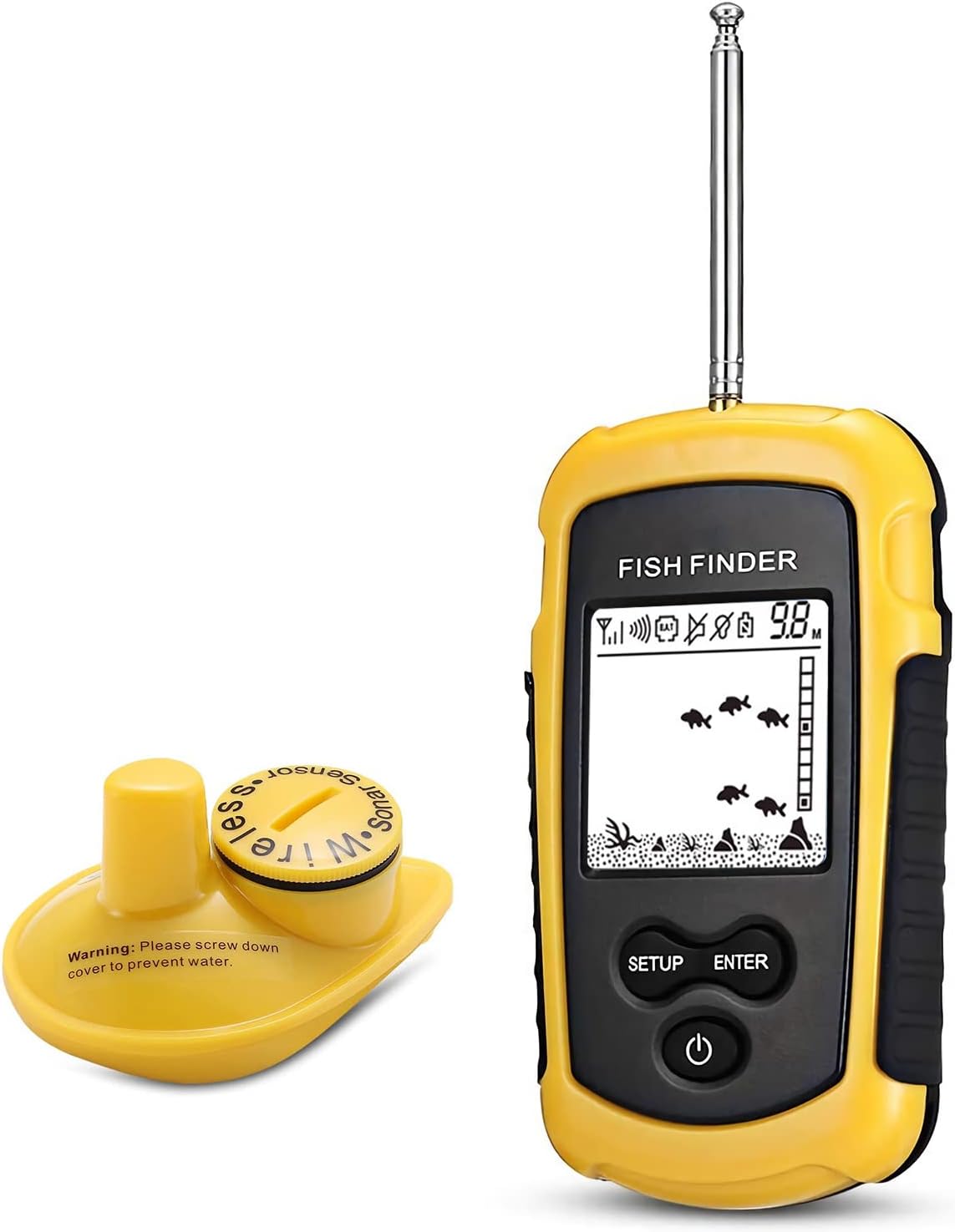 Atibin Castable Shore Fish Finder Kayaks Wireless Portable Depth Finder Sensor Handheld Canoe Fish Sonar Finder Detector Boat Lake Sea Pack of 2